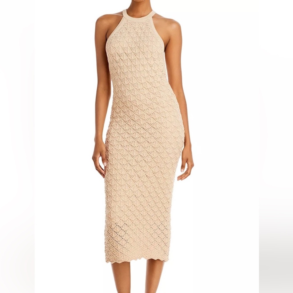 Alice & Olivia tan crochet midi dress
